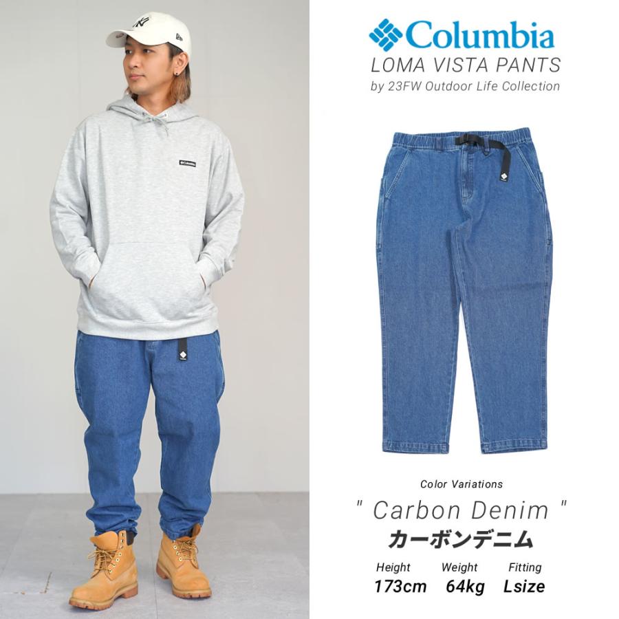 コロンビア ワークパンツ メンズ テーパード キャンバス デニム ベルト付き UVカット Columbia ロマビスタパンツ PM0768 | Columbia | 18