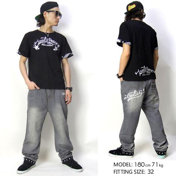 コードジー CODE-G ジーンズ メンズ デニムパンツ ロゴプリント ペイズリー柄パッチ トライバル柄ロールアップ |  | 02