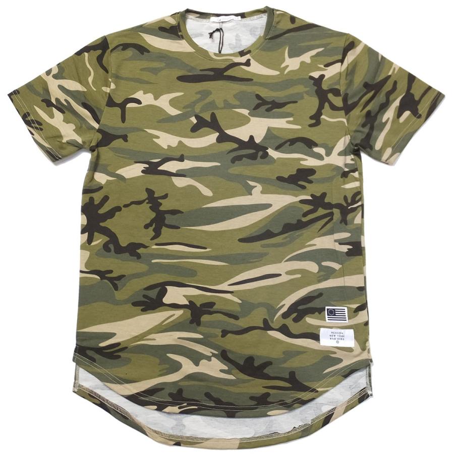 REASON リーズン ロング丈 Tシャツ メンズ ビッグシルエット オーバーサイズ 迷彩柄 CAMO HI LOW TEE |  | 03