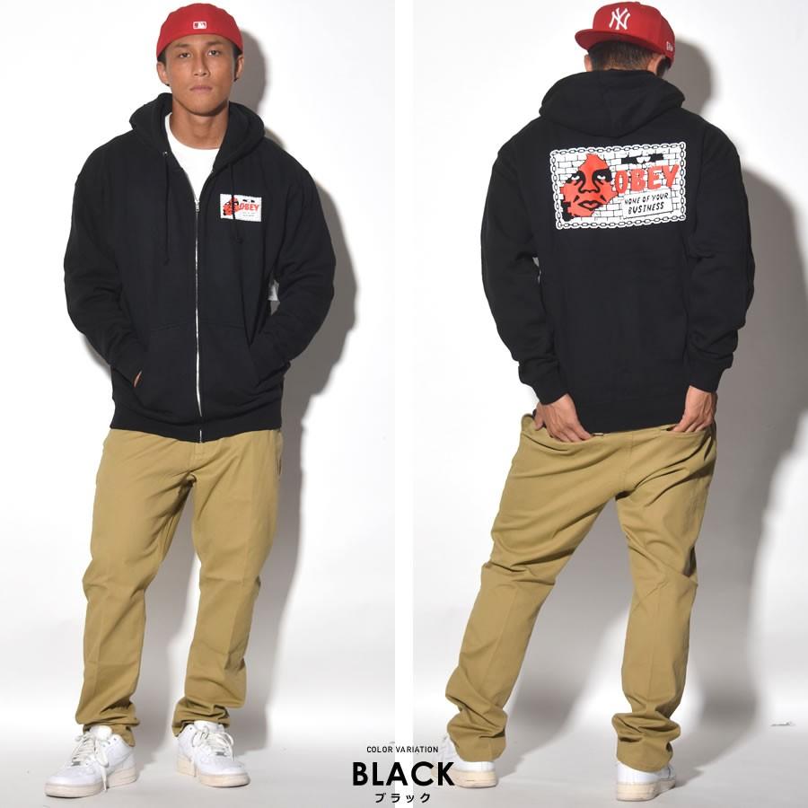 オベイ OBEY スウェットジップアップパーカー メンズ 裏起毛 大きいサイズ NONE OF YOUR BUSINESS BASIC ZIP HOOD | OBEY | 02