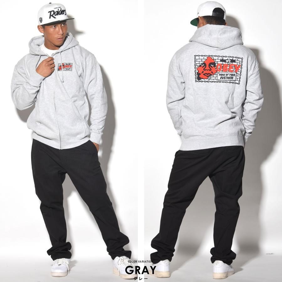 オベイ OBEY スウェットジップアップパーカー メンズ 裏起毛 大きいサイズ NONE OF YOUR BUSINESS BASIC ZIP HOOD | OBEY | 03