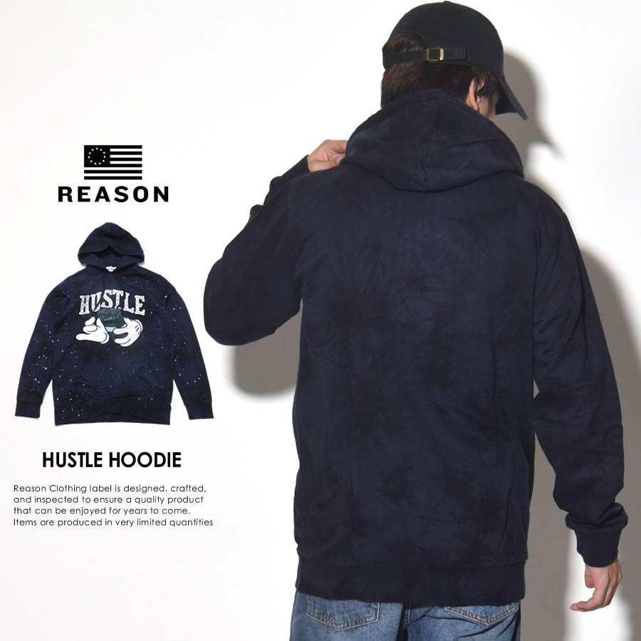 リーズン REASON パーカー メンズ スウェット プルオーバー ワッペン スタッズ HUSTLE リーズン REASON スウェットプルオーバーパーカー メンズ ワッペン