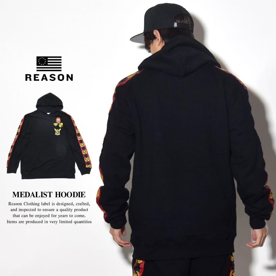 リーズン REASON スウェットプルオーバーパーカー メンズ ワッペン サイドライン MEDALIST HOODIE |  | 01