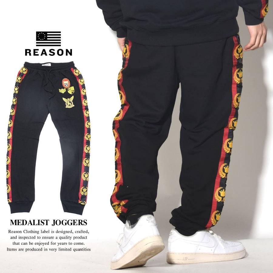 リーズン REASON スウェット ジョガーパンツ メンズ 裏毛 サイドライン＆ワッペン MEDALIST JOGGERS W8-6 |  | 01