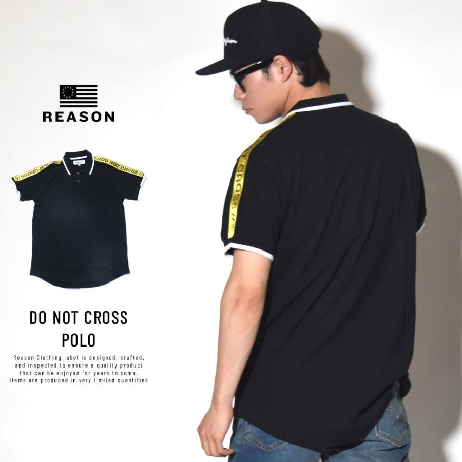 リーズン REASON ポロシャツ メンズ 半袖 袖サイドライン DO NOT CROSS POLO M8-39 |  | 01