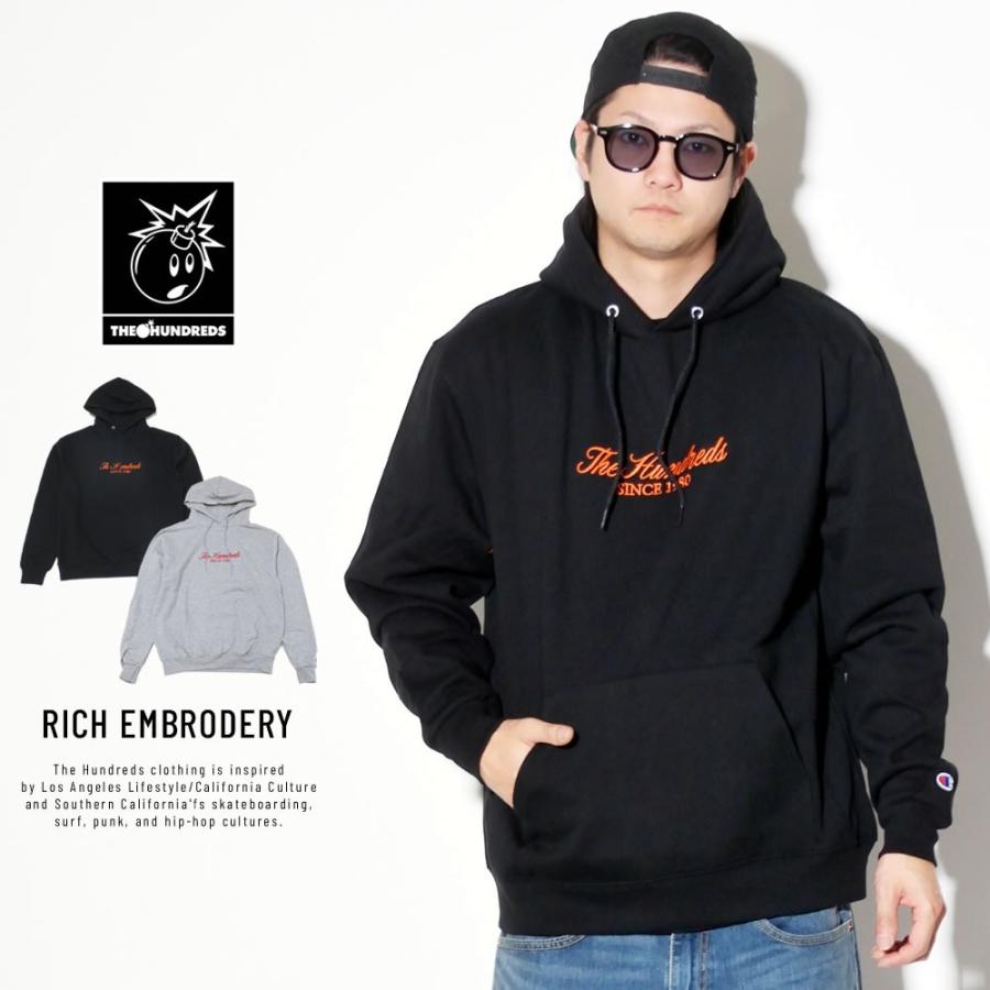 ハンドレッツ×チャンピオン THE HUNDREDS×Champion コラボ スウェットプルオーバーパーカー メンズ 裏起毛 RICH EMBRODERY T19P102060 | The Hundreds | 05