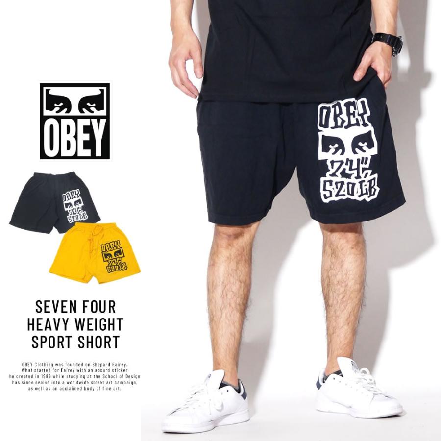 オベイ ハーフパンツ 裏毛 スウェット ショートパンツ メンズ OBEY SEVEN FOUR HEAVY WEIGHT SPORT SHORT 176921901｜deep