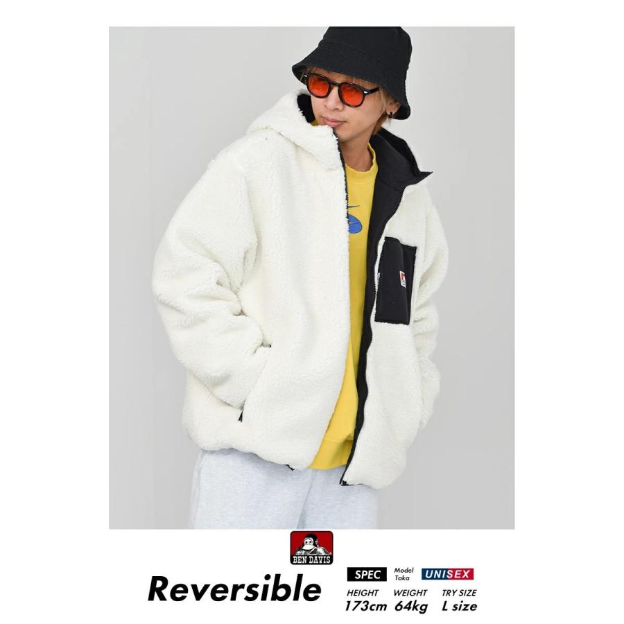 BEN DAVIS ベンデイビス ボアブルゾン ナイロンジャケット メンズ リバーシブル アウター REVERSIBLE BOA JACKET HOODIE ホワイト ワーク ブランド | BEN DAVIS | 02