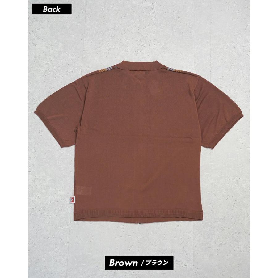 BEN DAVIS ベンデイビス マルチストライプ サマーニット ジップアップシャツ 半袖 メンズ STRIPE KNIT ZIP SHIRTS ブラウン | BEN DAVIS | 06