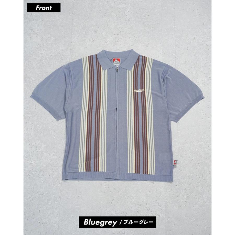 BEN DAVIS ベンデイビス マルチストライプ サマーニット ジップアップシャツ 半袖 メンズ STRIPE KNIT ZIP SHIRTS ブルーグレー | BEN DAVIS | 05