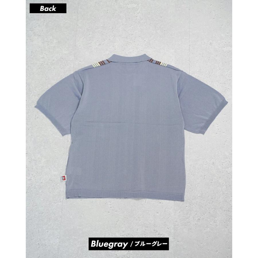 BEN DAVIS ベンデイビス マルチストライプ サマーニット ジップアップシャツ 半袖 メンズ STRIPE KNIT ZIP SHIRTS ブルーグレー | BEN DAVIS | 06