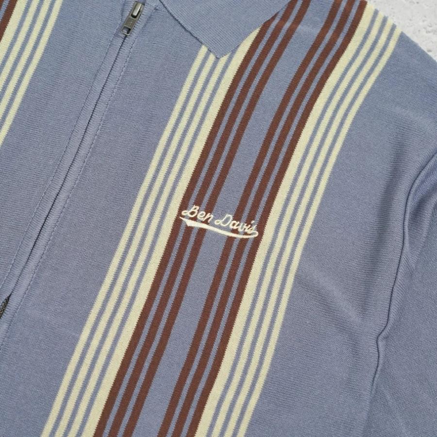 BEN DAVIS ベンデイビス マルチストライプ サマーニット ジップアップシャツ 半袖 メンズ STRIPE KNIT ZIP SHIRTS ブルーグレー | BEN DAVIS | 08