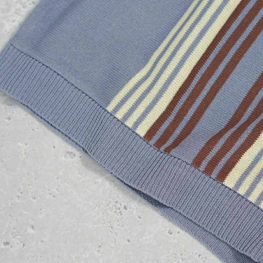 BEN DAVIS ベンデイビス マルチストライプ サマーニット ジップアップシャツ 半袖 メンズ STRIPE KNIT ZIP SHIRTS ブルーグレー | BEN DAVIS | 10