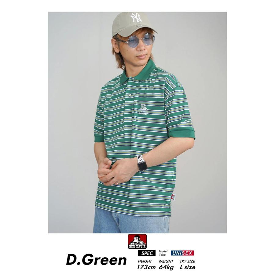 BEN DAVIS ベンデイビス Tシャツ メンズ 半袖 BORDER POLO SHIRT グリーン | BEN DAVIS | 02