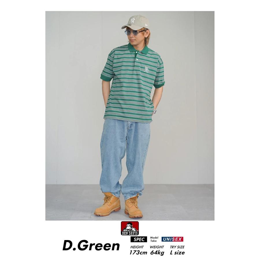 BEN DAVIS ベンデイビス Tシャツ メンズ 半袖 BORDER POLO SHIRT グリーン | BEN DAVIS | 03