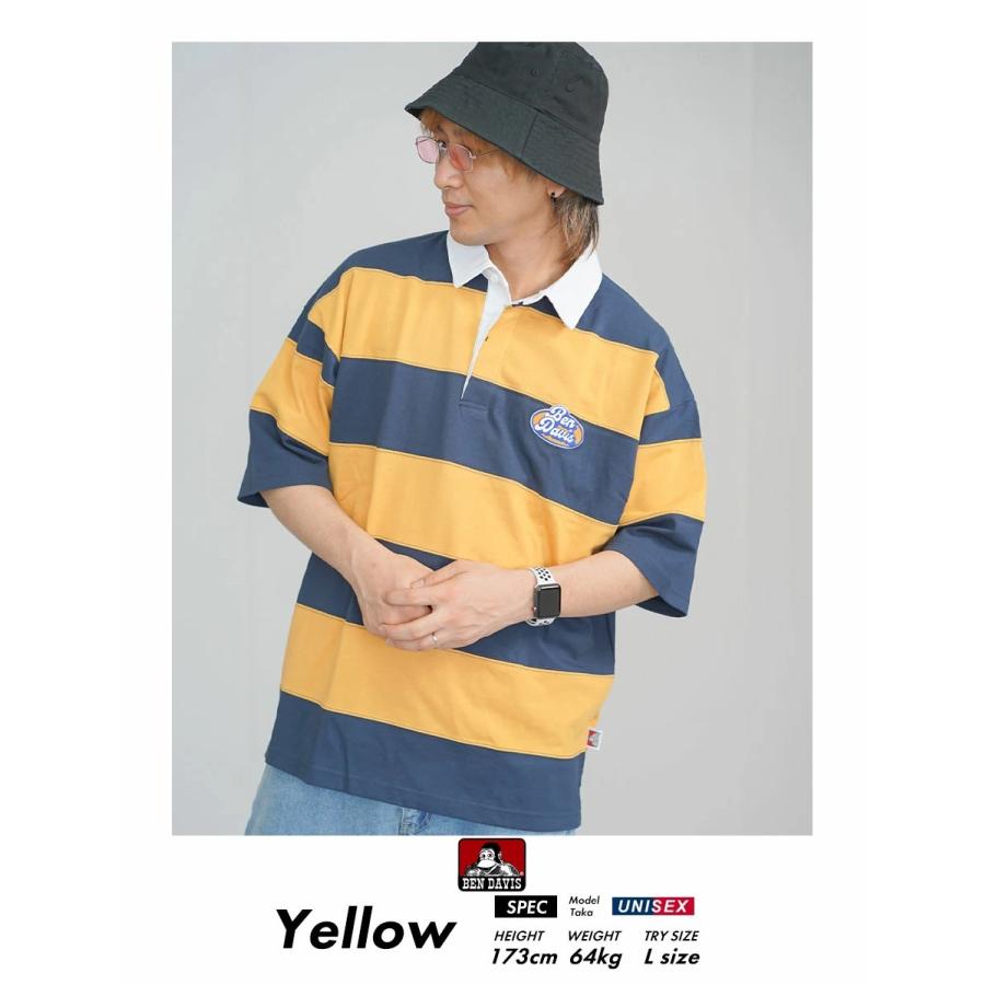BEN DAVIS ベンデイビス ラグビーシャツ メンズ 半袖 PATCH RUGBY BORDER TEE イエロー | BEN DAVIS | 02