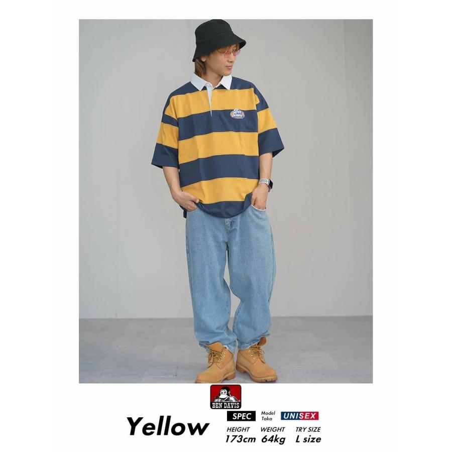BEN DAVIS ベンデイビス ラグビーシャツ メンズ 半袖 PATCH RUGBY BORDER TEE イエロー | BEN DAVIS | 03