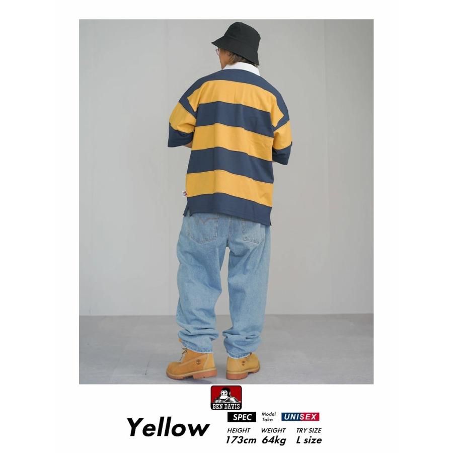 BEN DAVIS ベンデイビス ラグビーシャツ メンズ 半袖 PATCH RUGBY BORDER TEE イエロー | BEN DAVIS | 04
