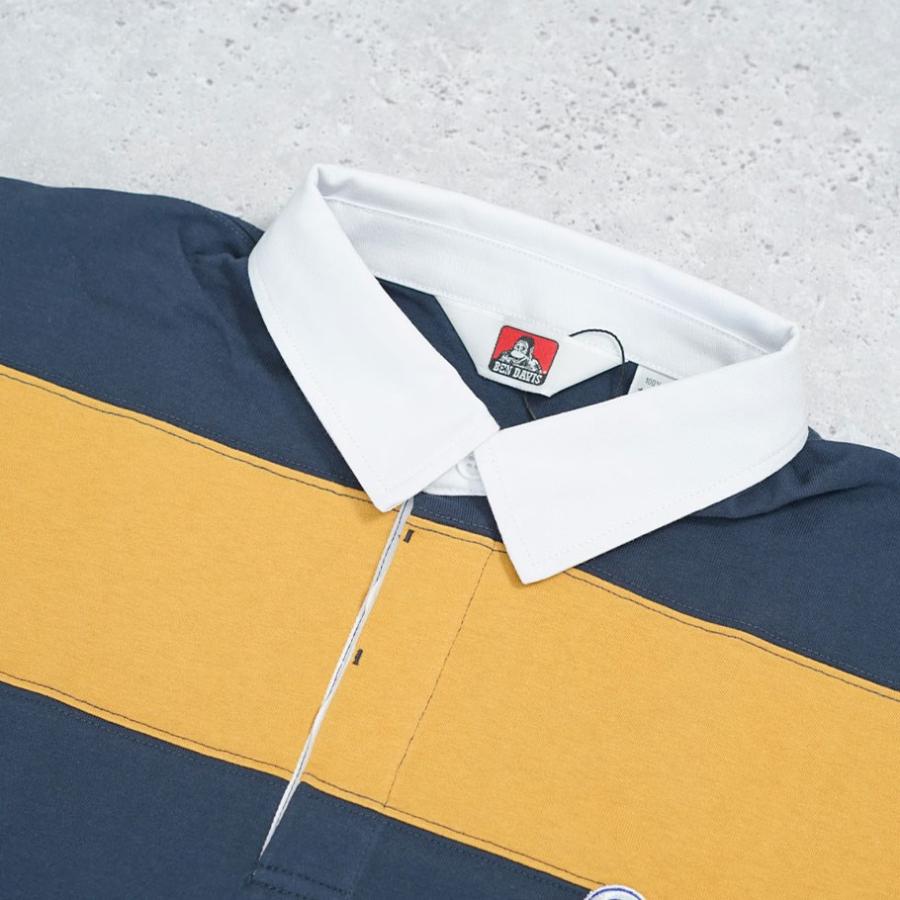 BEN DAVIS ベンデイビス ラグビーシャツ メンズ 半袖 PATCH RUGBY BORDER TEE イエロー | BEN DAVIS | 07