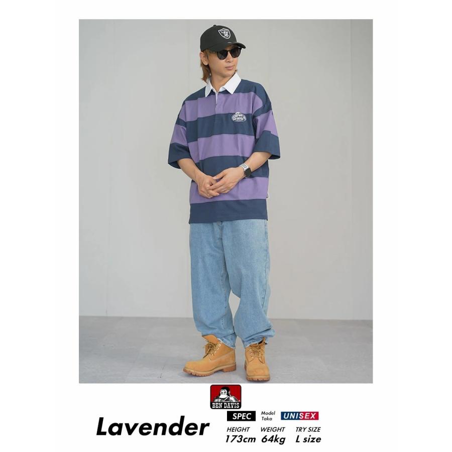 BEN DAVIS ベンデイビス ラグビーシャツ メンズ 半袖 PATCH RUGBY BORDER TEE ラベンダー | BEN DAVIS | 03
