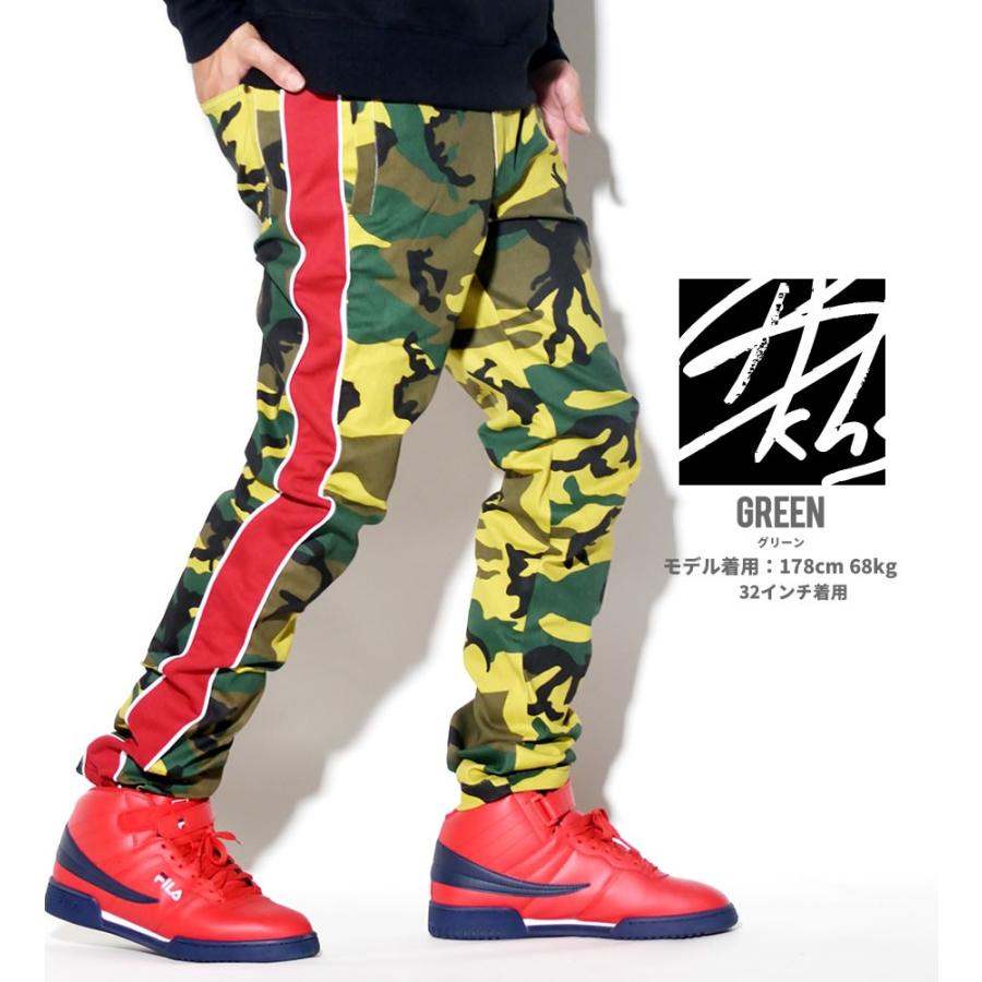 BLACK KAVIAR 迷彩スキニーパンツ メンズ ストレッチ サイドライン