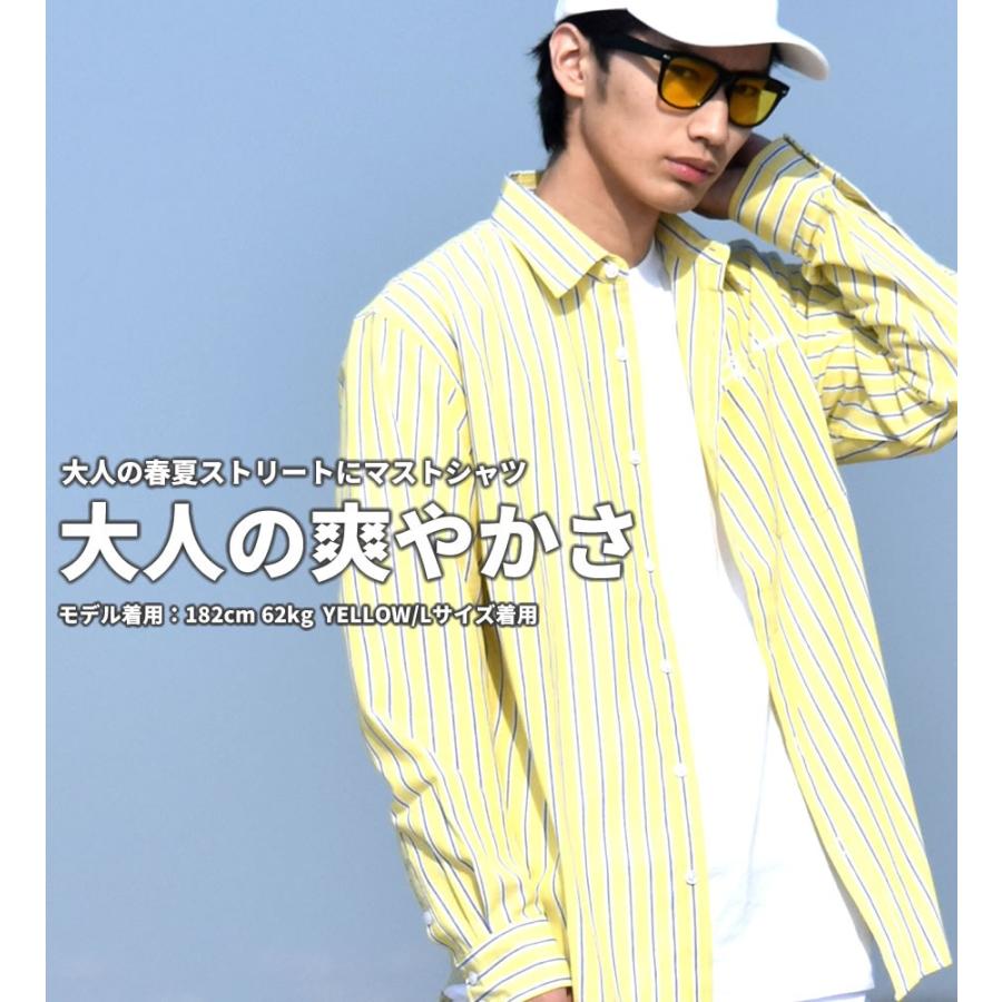 ストライプシャツ メンズ 長袖 コットンリネン カジュアルシャツ 綿麻 ストリート系 アメカジ サーフ 大きいサイズ ゆったり | BLACK KAVIAR | 01