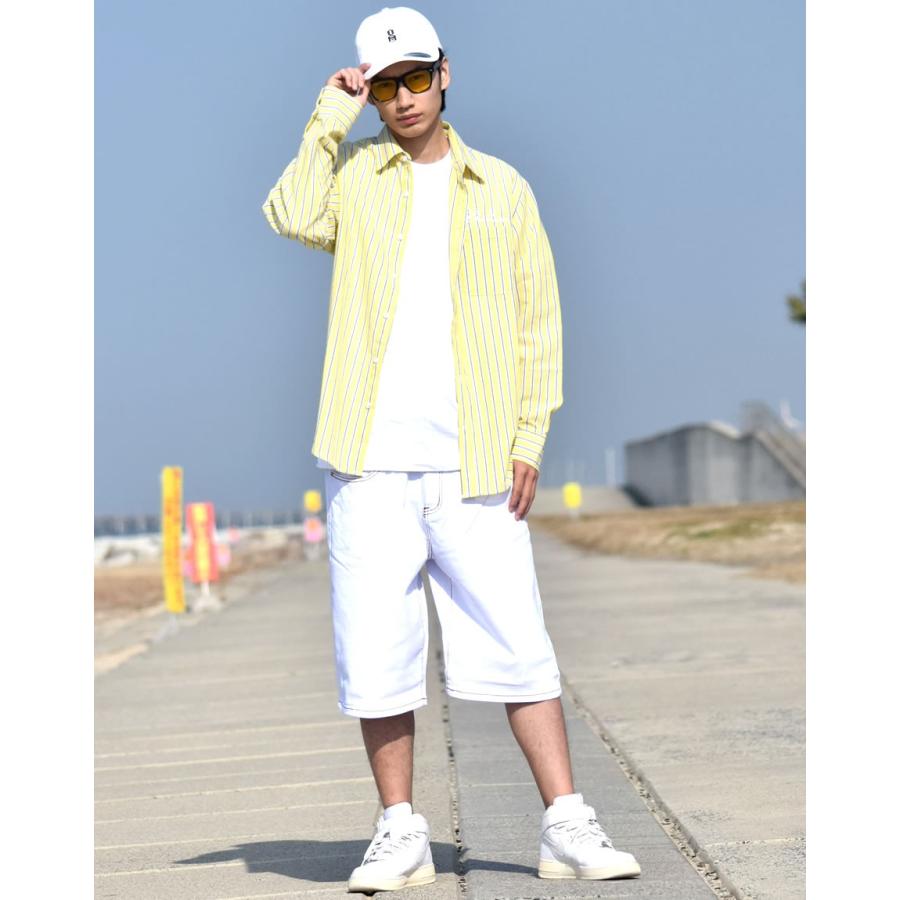 ストライプシャツ メンズ 長袖 コットンリネン カジュアルシャツ 綿麻 ストリート系 アメカジ サーフ 大きいサイズ ゆったり | BLACK KAVIAR | 02