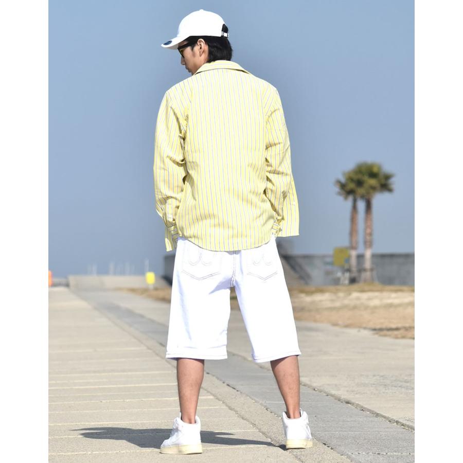 ストライプシャツ メンズ 長袖 コットンリネン カジュアルシャツ 綿麻 ストリート系 アメカジ サーフ 大きいサイズ ゆったり | BLACK KAVIAR | 03