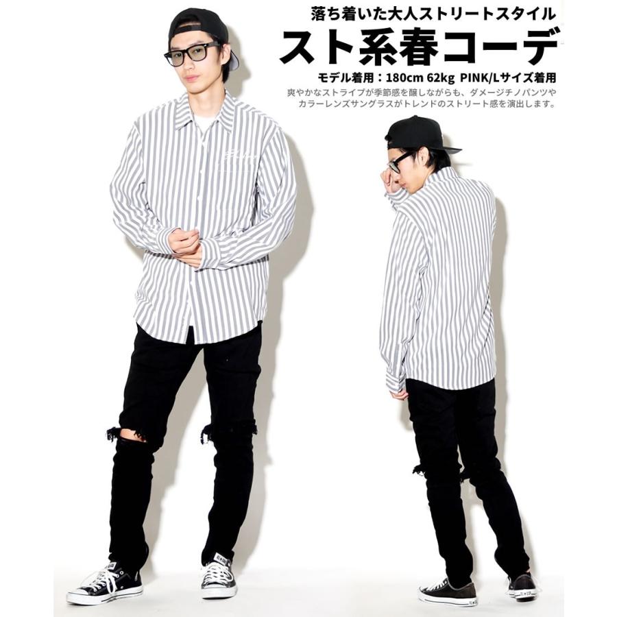 ストライプシャツ メンズ 長袖 カジュアルシャツ ストリート系 アメカジ サーフ 大きいサイズ ゆったり Bhot017 Deep B系 ストリートファッション 通販 Yahoo ショッピング