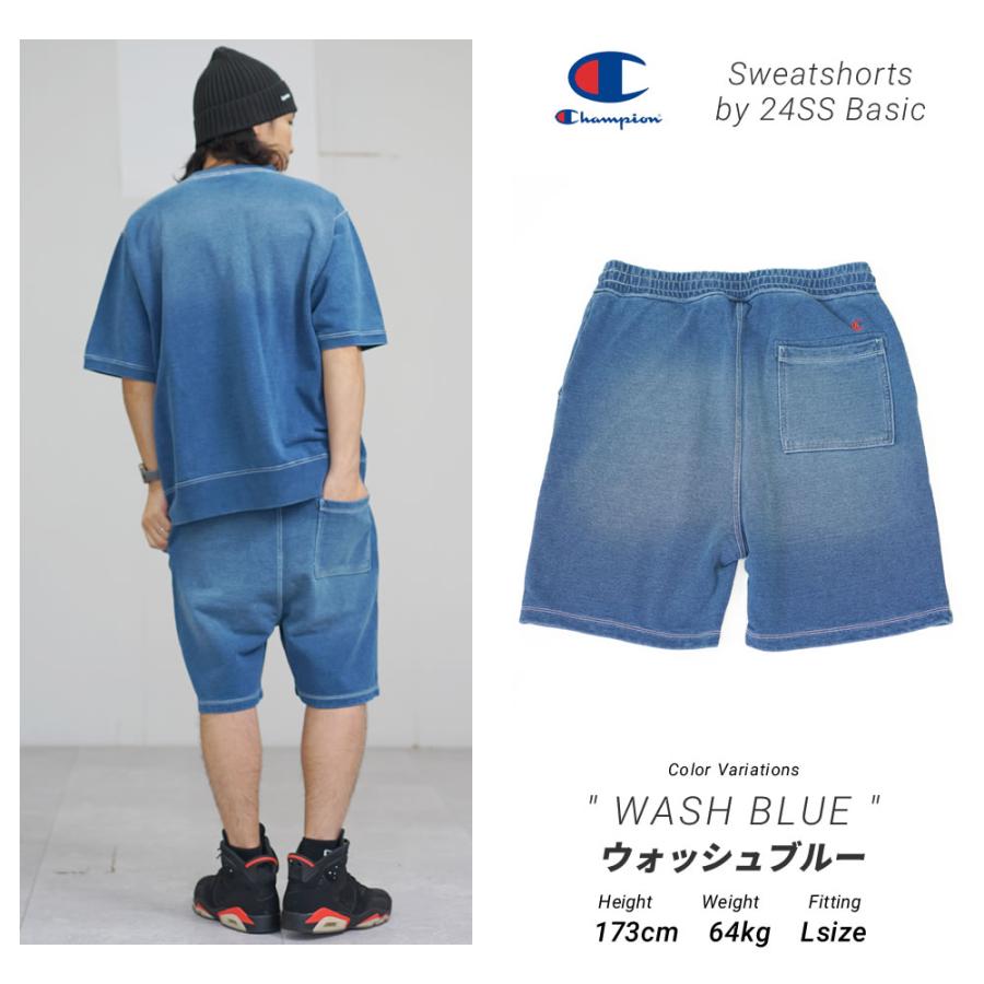 チャンピオン スウェット ハーフパンツ メンズ 裏毛  インディゴ染め フェイクデニム Champion 24SS C3-Z509 | Champion | 05