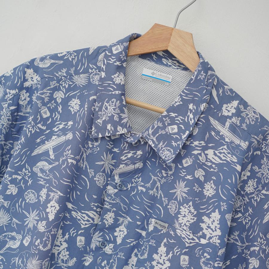 コロンビア 長袖 シャツ メンズ トローラーズ ベスト ショートスリーブシャツ フィッシングモチーフ 総柄 FM7011 | Columbia | 17