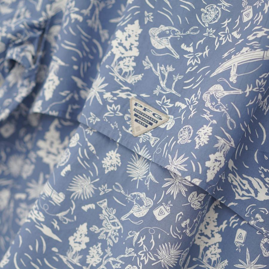 コロンビア 長袖 シャツ メンズ トローラーズ ベスト ショートスリーブシャツ フィッシングモチーフ 総柄 FM7011 | Columbia | 19