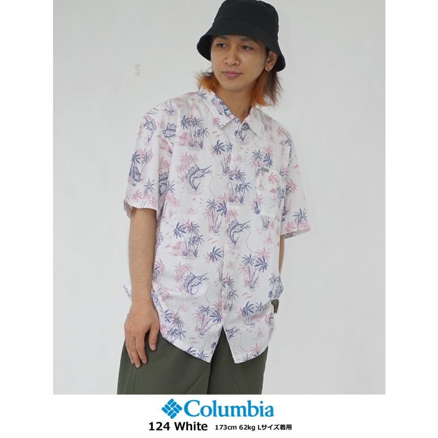 コロンビア 長袖 シャツ メンズ トローラーズ ベスト ショートスリーブシャツ フィッシングモチーフ 総柄 FM7011 | Columbia | 01