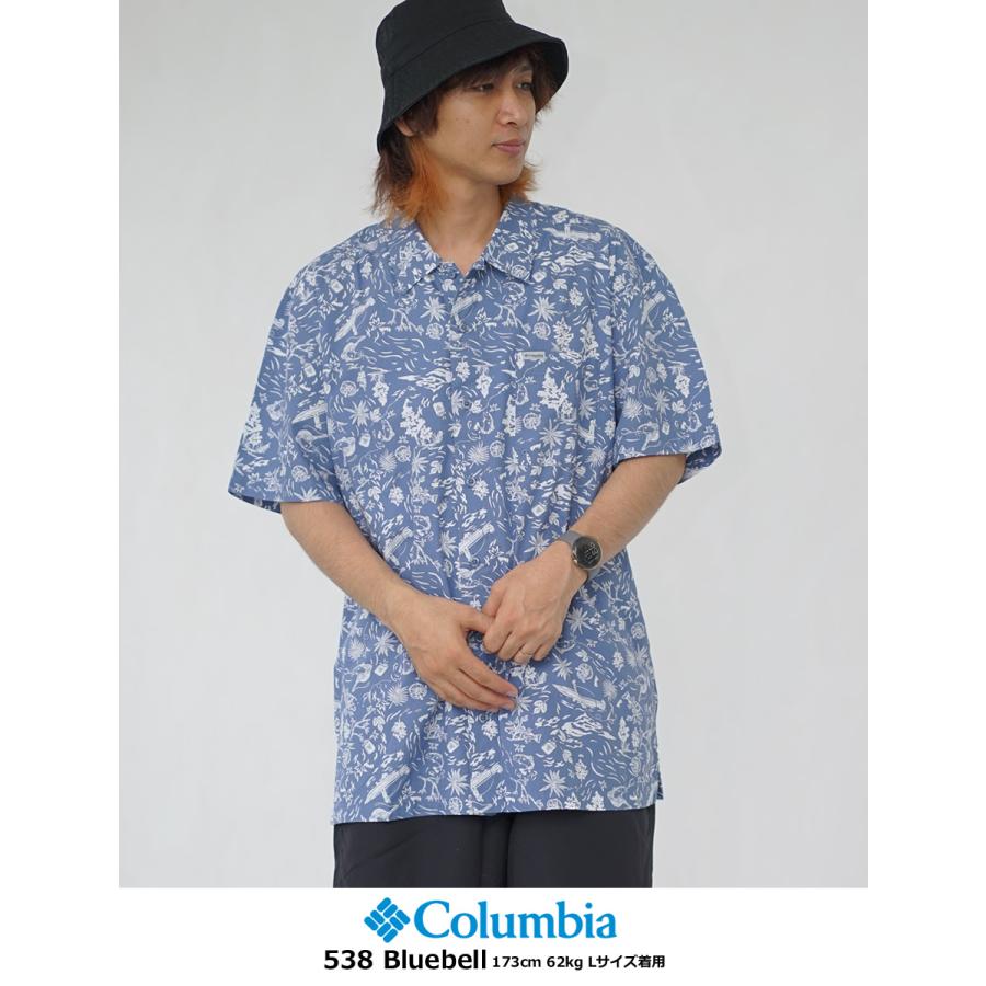 コロンビア 長袖 シャツ メンズ トローラーズ ベスト ショートスリーブシャツ フィッシングモチーフ 総柄 FM7011 | Columbia | 03