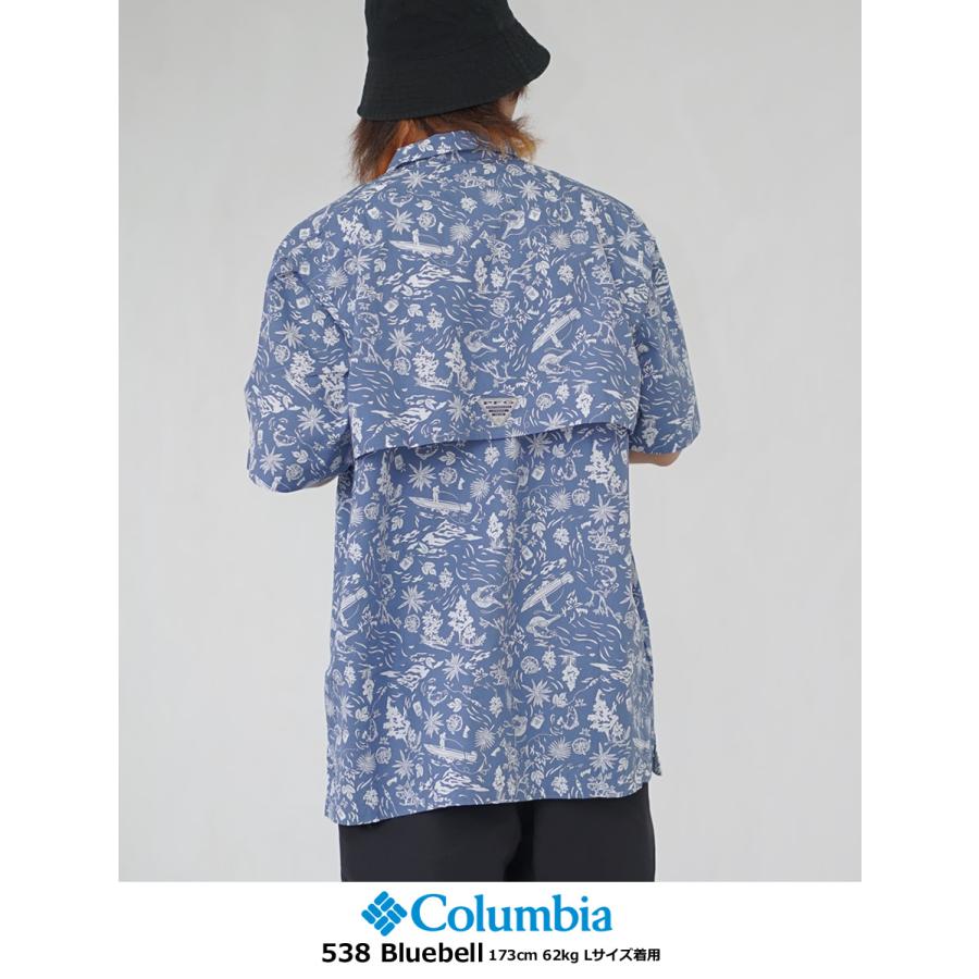 コロンビア 長袖 シャツ メンズ トローラーズ ベスト ショートスリーブシャツ フィッシングモチーフ 総柄 FM7011 | Columbia | 09