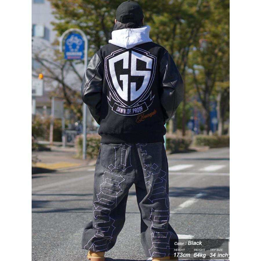 スーパーワイド デニムパンツ バギーパンツ ワイド ジーンズ メンズ バック刺繍 裾ドローコード付き 大きいサイズ ルーズ ゆったり 極太 おしゃれ ブランド DOP | DOPE | 04