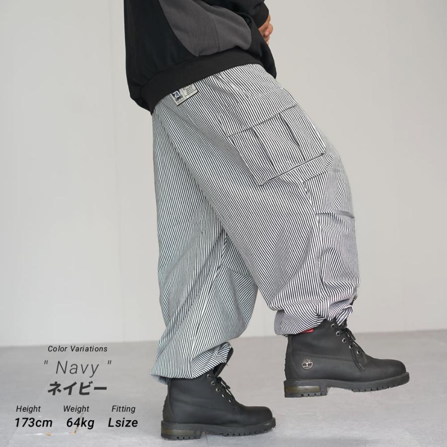 スーパーワイド ヒッコリー カーゴパンツ ワイド ミリタリー ワークパンツ メンズ 大きいサイズ ルーズ ゆったり 極太 作業着 おしゃれ ブランド DOP | DOPE | 12