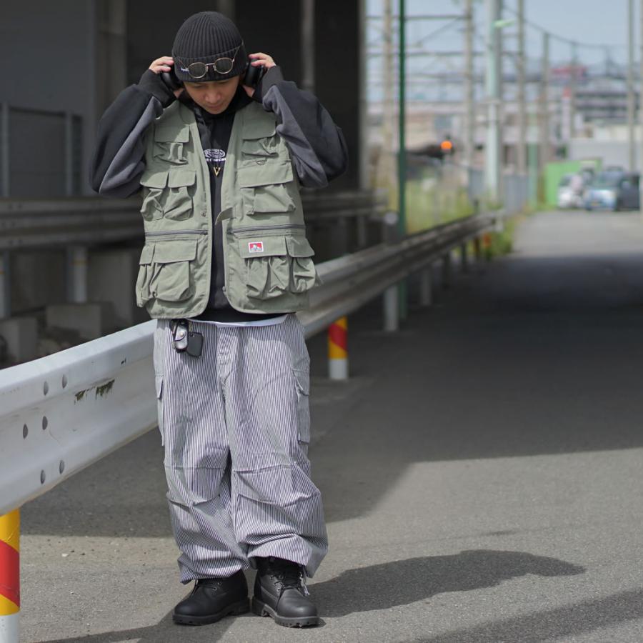 スーパーワイド ヒッコリー カーゴパンツ ワイド ミリタリー ワークパンツ メンズ 大きいサイズ ルーズ ゆったり 極太 作業着 おしゃれ ブランド DOP | DOPE | 03