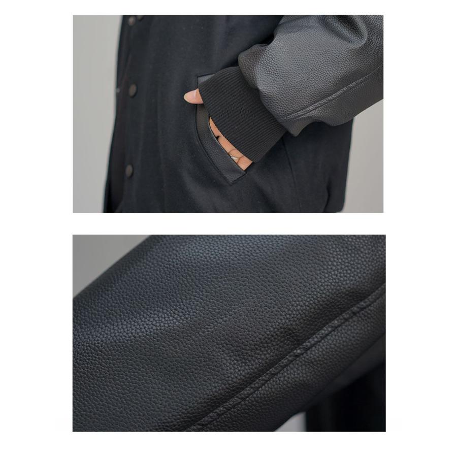 スタジャン メンズ 中綿 メルトン PUレザー袖 ドンキー襟 アウター ブルゾン スタジアムジャンパー レザーワッペン 大きいサイズ ブランド DOP ディーオーピー | DOPE | 12