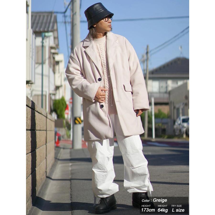 DOPE ウールライク オーバーサイズ チェスターコート メンズ 裏 DOPE ウールライク オーバーサイズ チェスターコート メンズ 裏