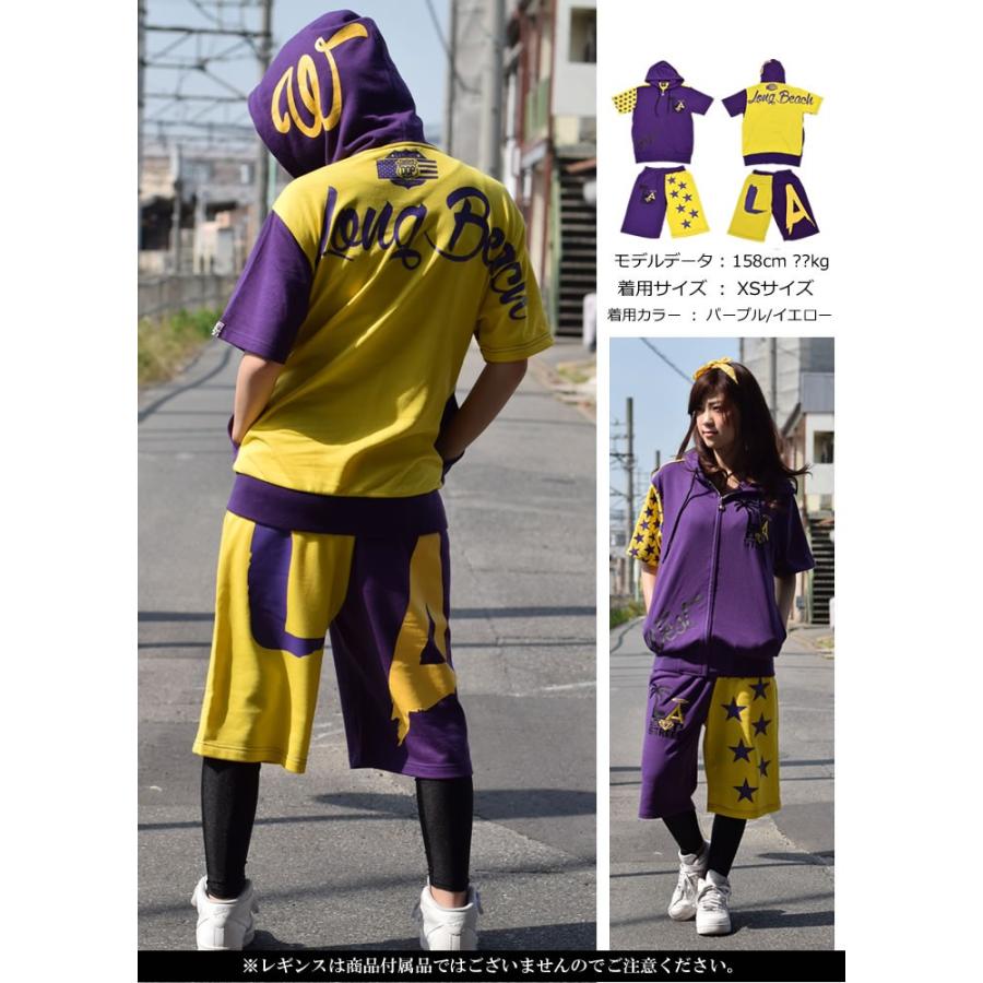 スウェット 上下 メンズ レディース 夏 セットアップ 半袖パーカー ハーフパンツ 裏毛 綿 おしゃれ B系 ストリート系 ブランド ダンス 衣装 |  | 01