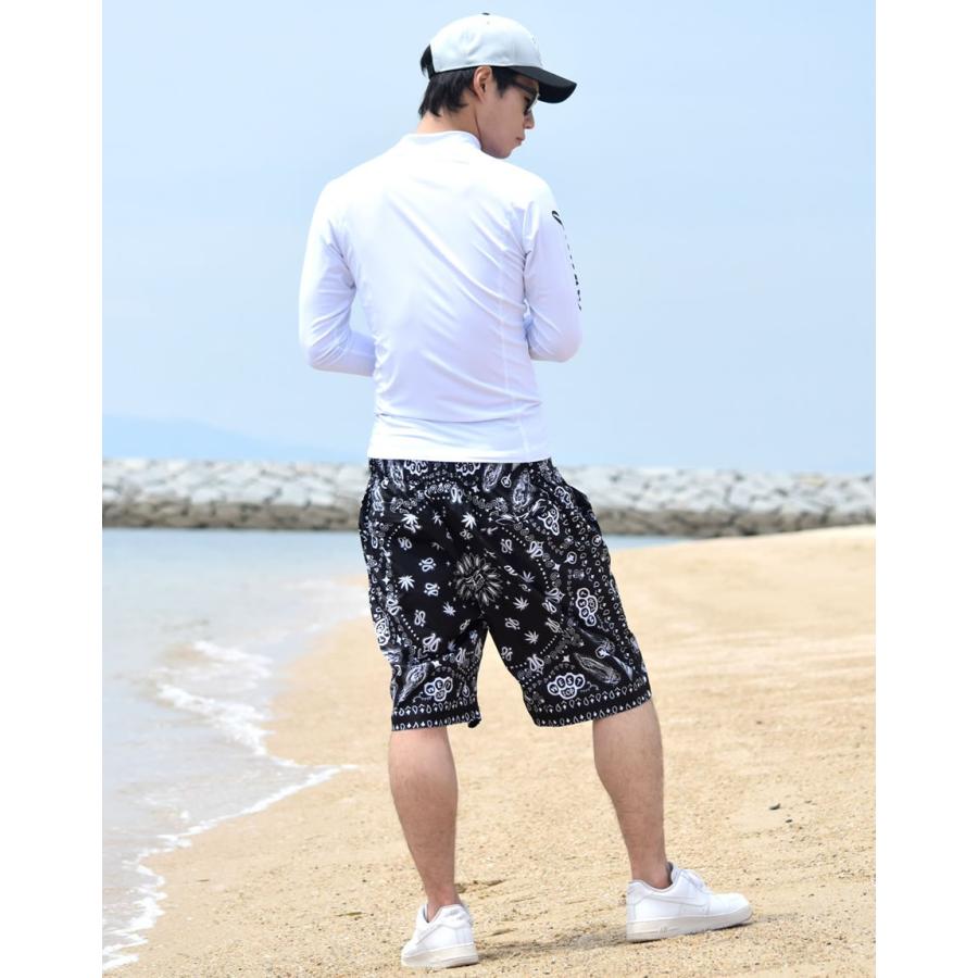 ラッシュガード メンズ 長袖 Tシャツ ロンT カットソー 水着 水陸両用 UVカット 紫外線対策 大きいサイズ DOP 袖プリント モックネック サーフシャツ |  | 03