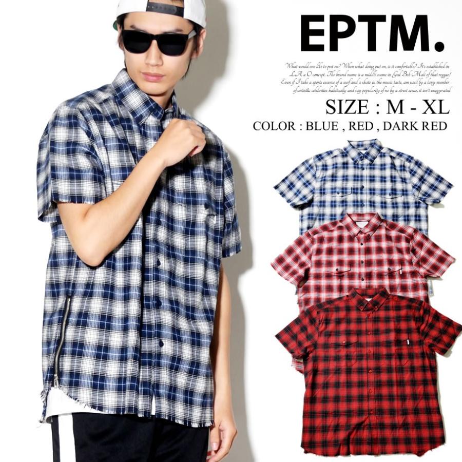 エピトミ Eptm チェックシャツ ネルシャツ メンズ 半袖 ボタンダウン カジュアルシャツ サイドジップ 夏 ブランド S S Side Zip Flannel Epot010 Deep B系 ストリートファッション 通販 Yahoo ショッピング