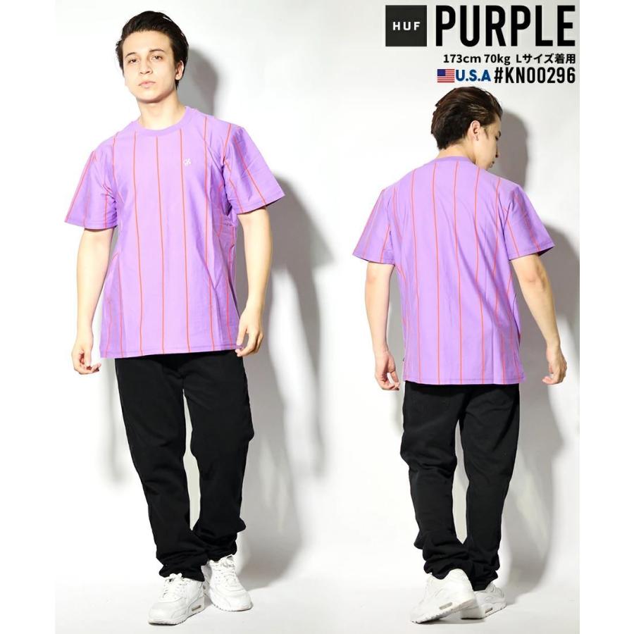 HUF ハフ Tシャツ メンズ 半袖 ブランド USAモデル WESLEY STRIPE S/S KNIT TOP パープル KN00296 | HUF | 01