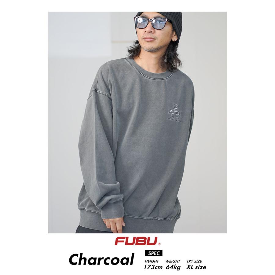 FUBU フブ トレーナー メンズ 裏毛 スウェット ピグメント ワッペン チャコール M L XL 2XL 大きいサイズ B系 ファッション HIPHOP ヒップホップ FAM-42701 | FUBU | 02