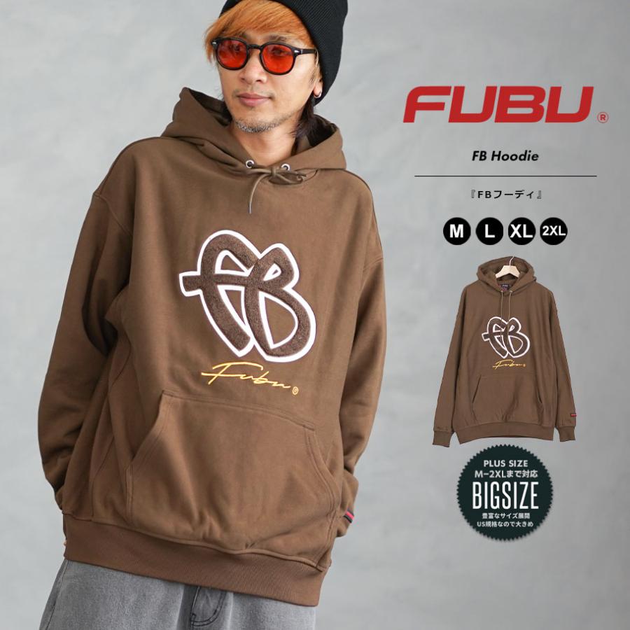 FUBU フブ パーカー プルオーバー メンズ 裏毛 スウェット 相良刺繍 ワッペン WAPPEN SWEAT ブラウン M L XL 2XL FAM-42704 | FUBU