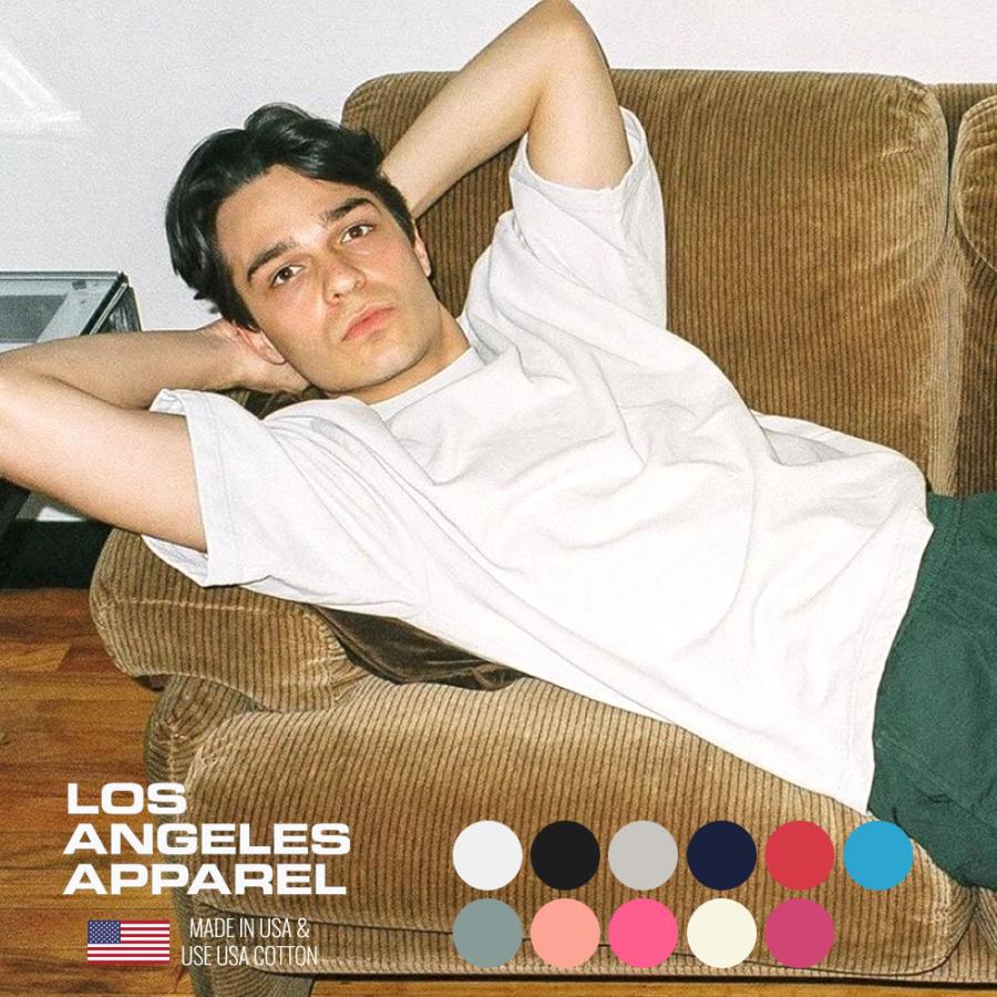 LOS ANGELES APPAREL ロサンゼルスアパレル Tシャツ 6.5オンス ガーメントダイ クルーネック 無地 ロスアパ おしゃれ ブランド メンズ レディース | LOS ANGELES APPAREL
