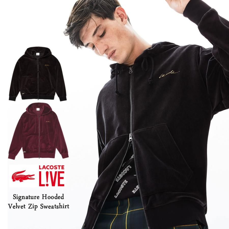 ラコステ ライブ Lacoste Live ジップアップパーカー メンズ ベロア ジャージ Usaモデル シグネチャーフーデッドベルベットジップスウェットシャツ Sh1442 Lcpt008 Deep B系 ストリートファッション 通販 Yahoo ショッピング