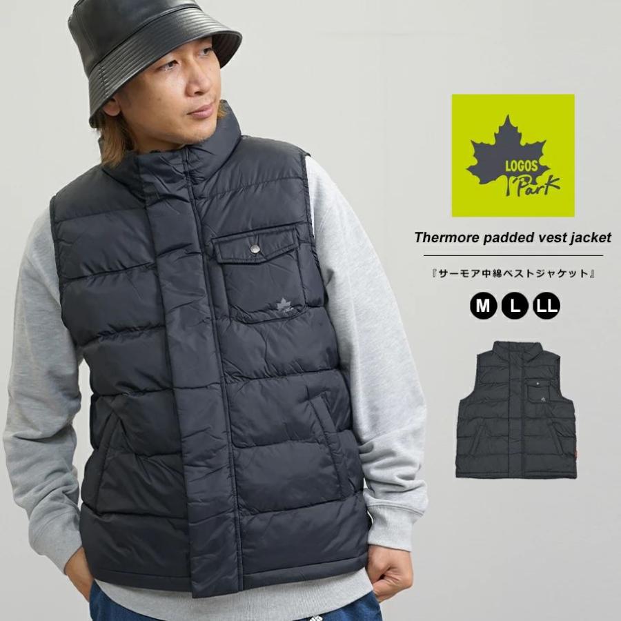 LOGOS PARK ロゴス パーク 中綿ダウンベスト メンズ アウター スタンドカラー 断熱中綿 3433-3354 ブラック | LOGOS