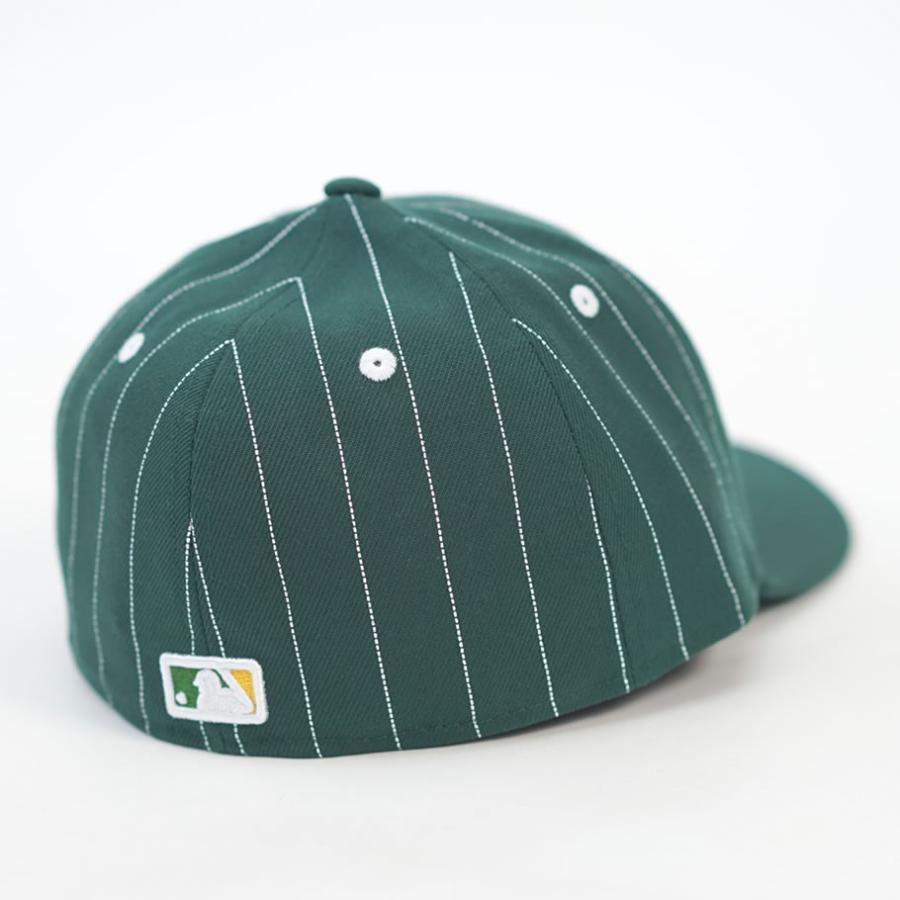 ニューエラ キャップ 帽子 メンズ レディース NEW ERA LP 59FIFTY 5950 MLB Pinstripe オークランド・アスレチックス ダークグリーン | NEW ERA | 04